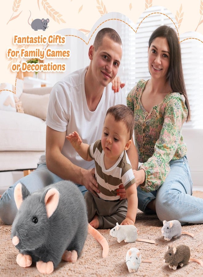 Arrowbash مجموعة حيوانات محشوة على شكل فأر من آروباش مكونة من 5 قطع - فأرة أم كبيرة الحجم مقاس 14 بوصة مع 4 فئران صغيرة في بطنها المحشو بسحاب، ألعاب فئران محشوة للأطفال من الجنسين، هدية عيد الحب أو عيد الميلاد (تصميم لطيف). - Image 5